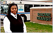 Person in front of Racine Transit depot
